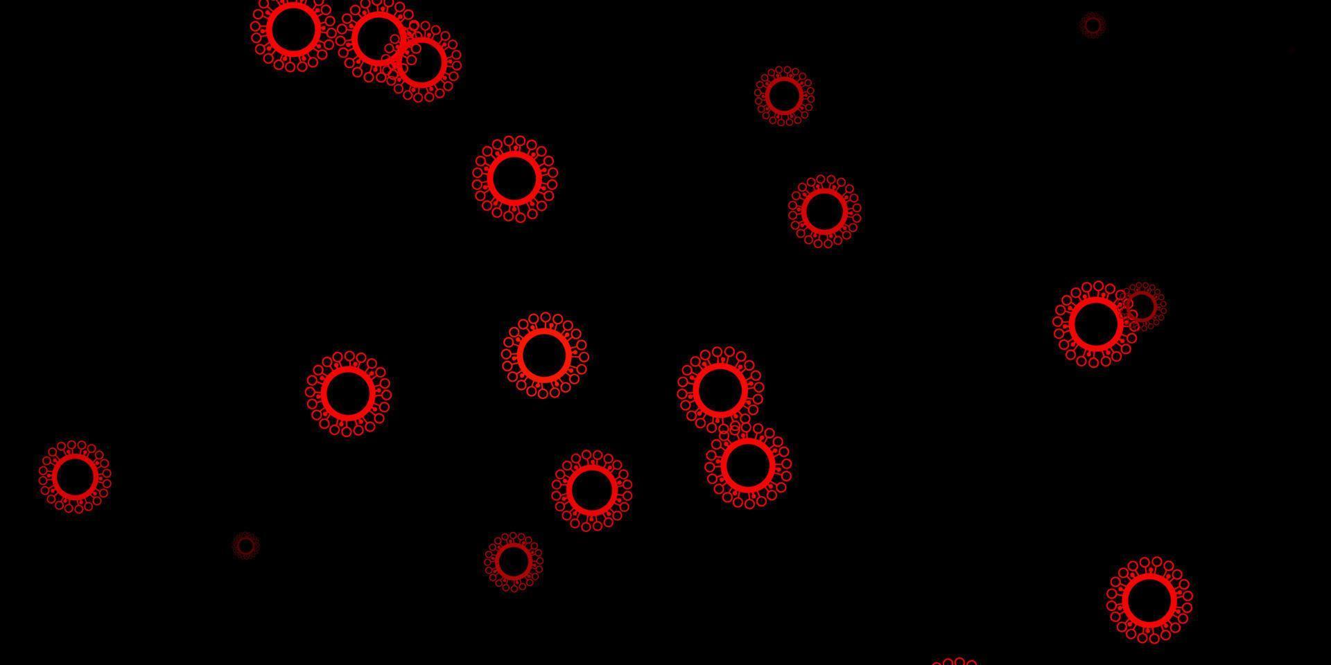 Dark red vector backdrop with virus symbols.