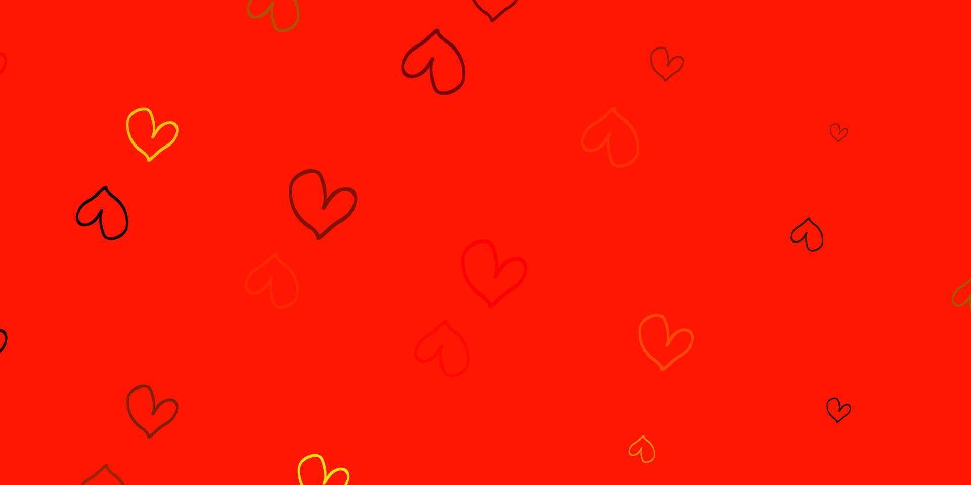 Light Red, Yellow vector template with doodle hearts.