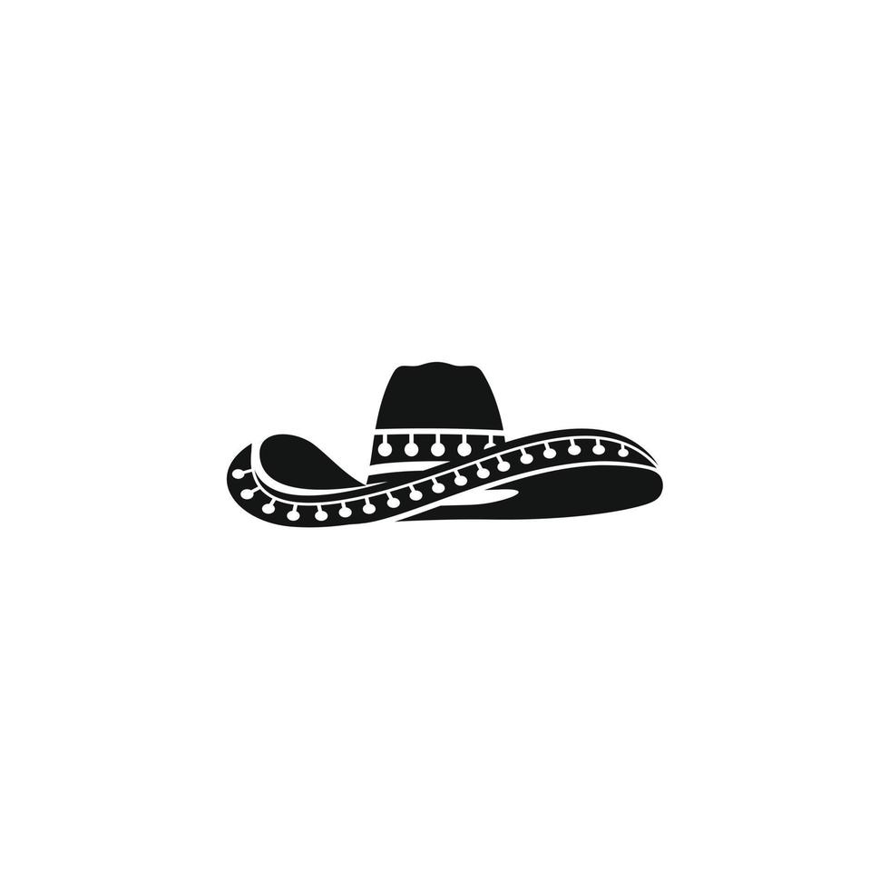 icono de diseño de logotipo de sombrero de sombrero mexicano negro vector