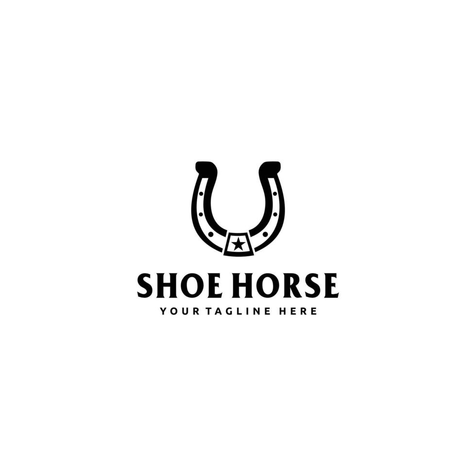 diseño de logotipo de caballo de zapatos para estrella para el país, occidental, vaquero, rancho vector
