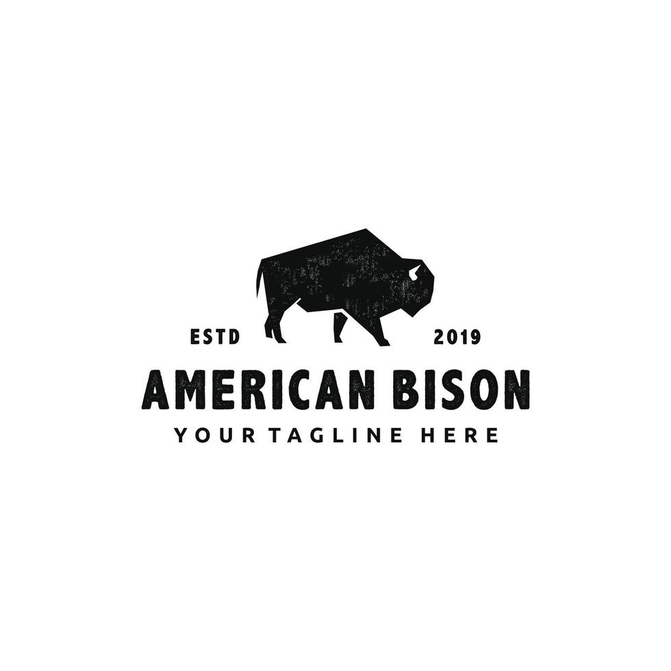 diseño de logotipo vintage de animal de búfalo americano de bisonte vector