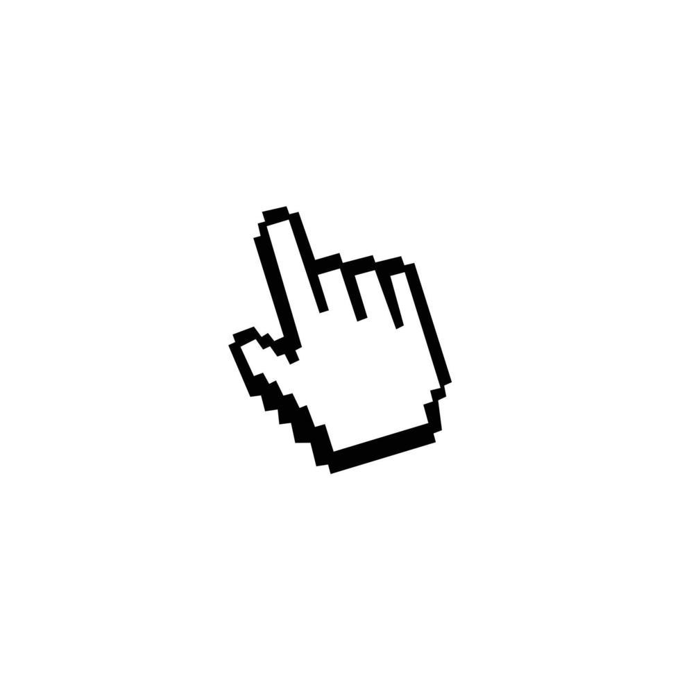 icono de cursor de flecha de píxel de mano vector