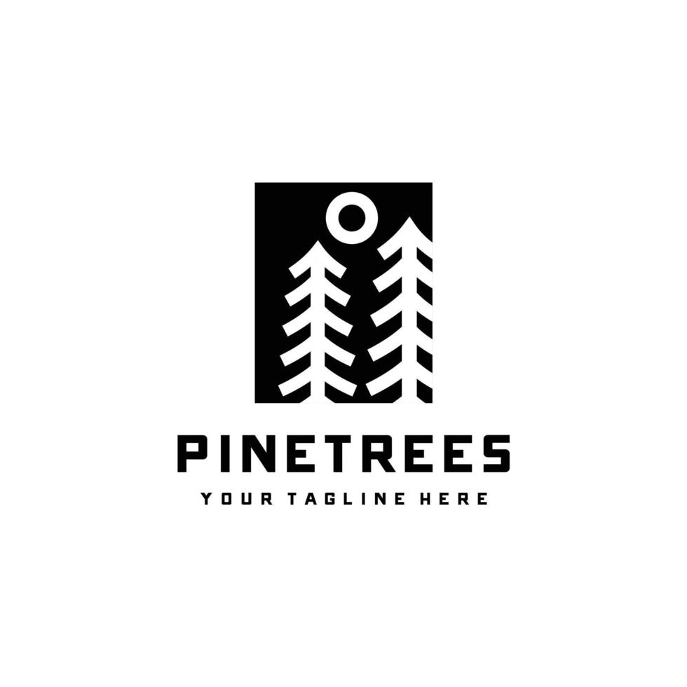 Pine trees forest simple logo design vector