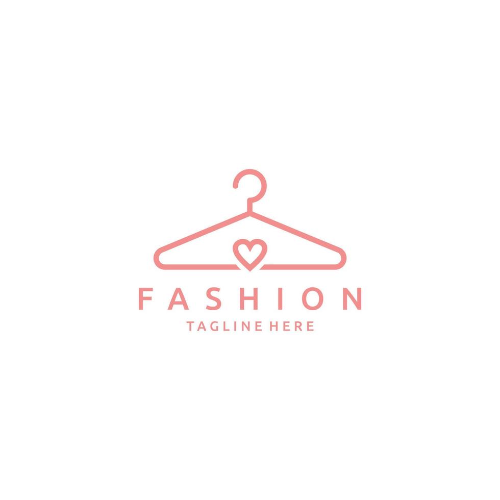 Creative fashion logo design. Vector sign with love and hanger symbol