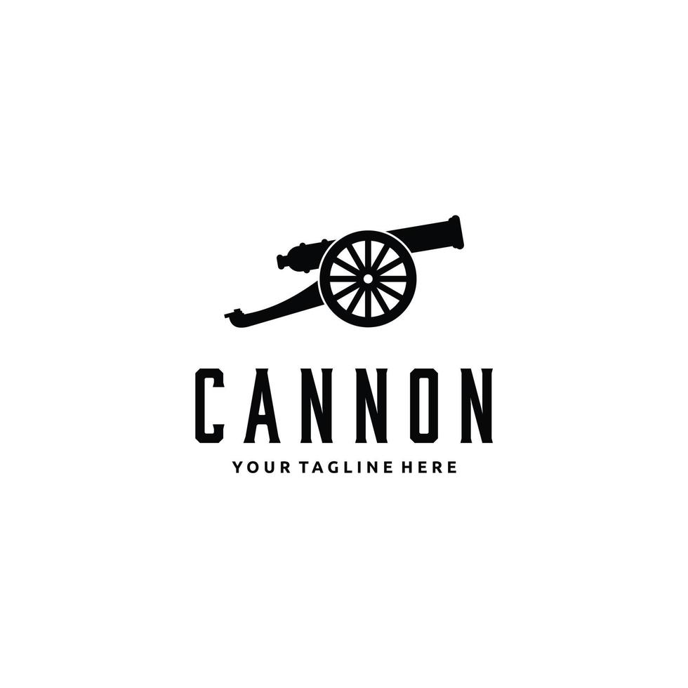 ilustración de diseño de logotipo retro vintage de cañón, aislado en fondo blanco para su diseño web y aplicación móvil vector