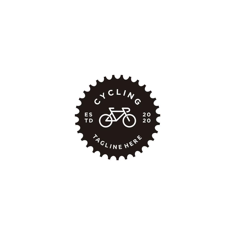 Ilustración de vector de icono de etiquetas y logotipos de insignias de manivela de rueda dentada de bicicleta.