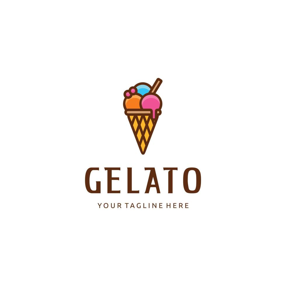 icono de vector de diseño de logotipo suave de color helado minimalista moderno color dorado