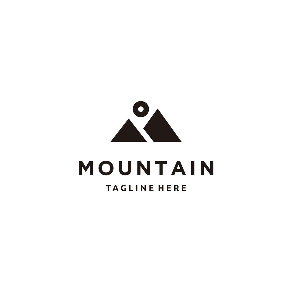 Minimalist mountains in style of M letter line art logo design icon vector