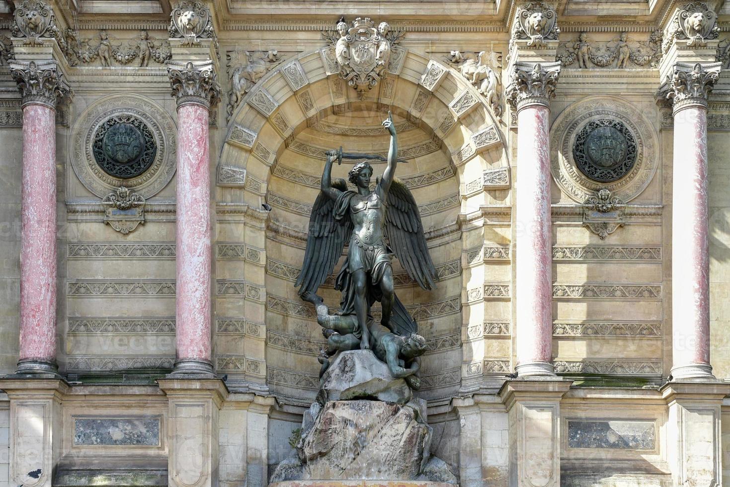 TheFontaine SaintMichel is a monumentalfountainlocated inPlace SaintMichelin the5th arrondissementin Paris photo