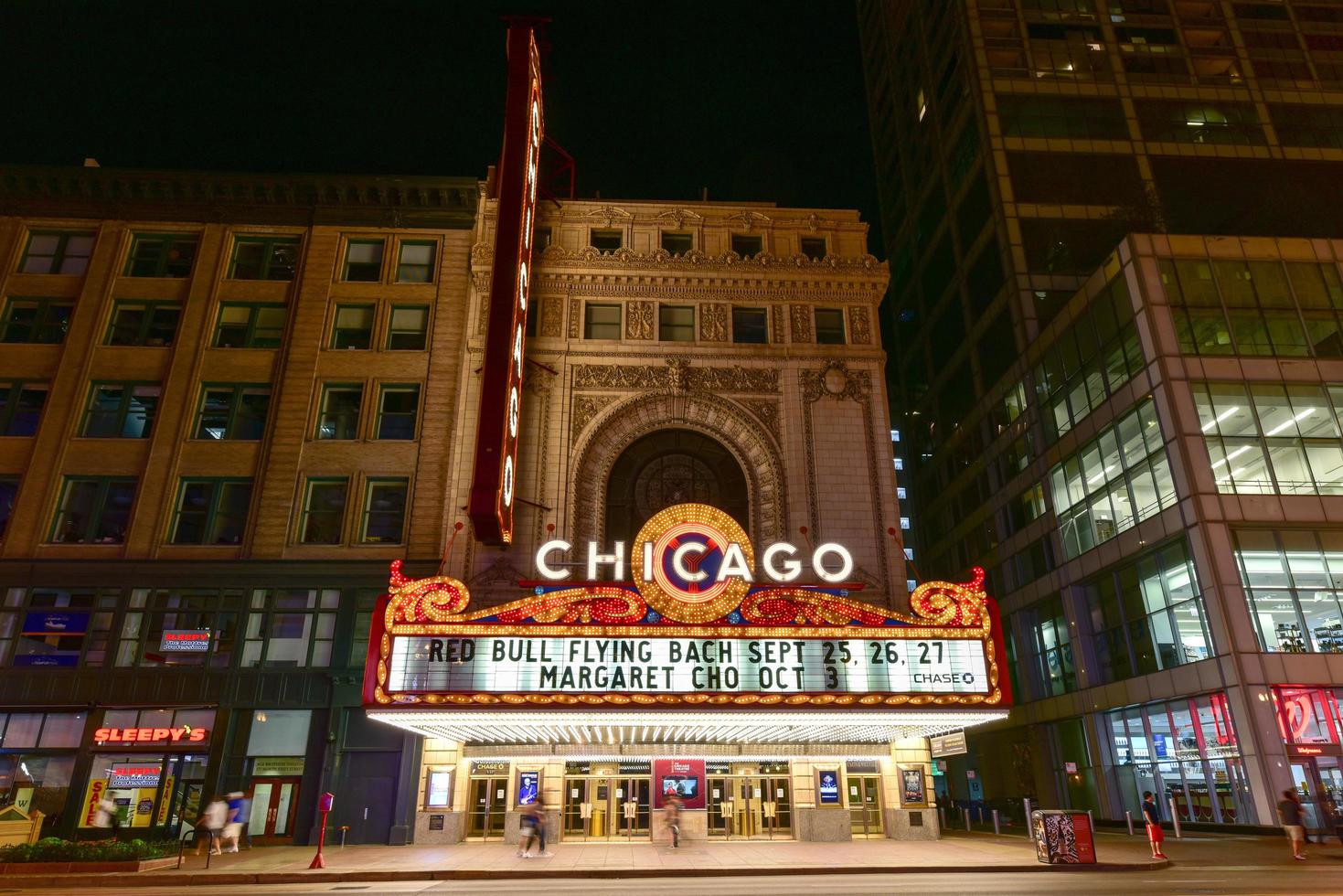 Chicago Theater at night photo