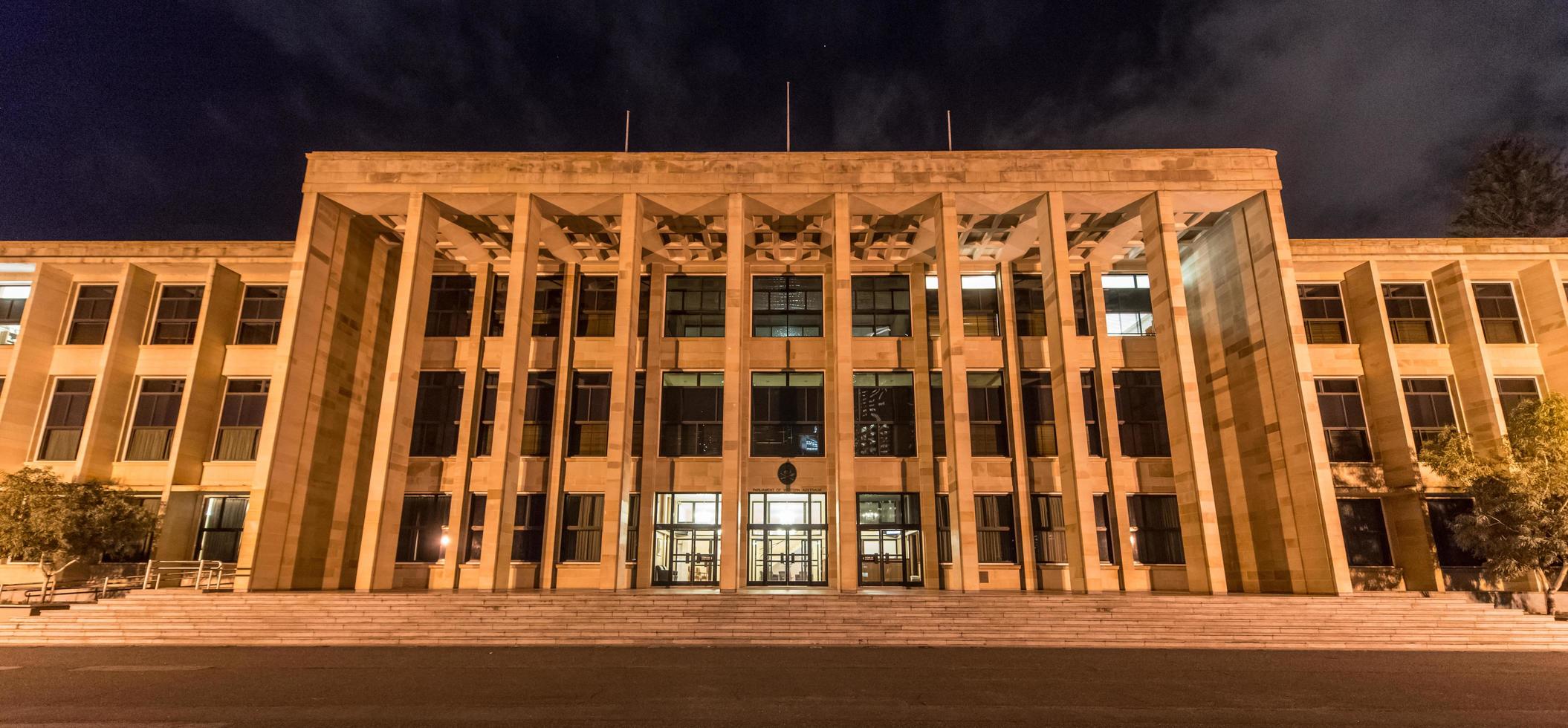 Parliament House Perth at night Located on Harvest Terrace in West Perth Western Australia It is the home of the Parliament of Western Australia It features Greek Revival architecture elements photo