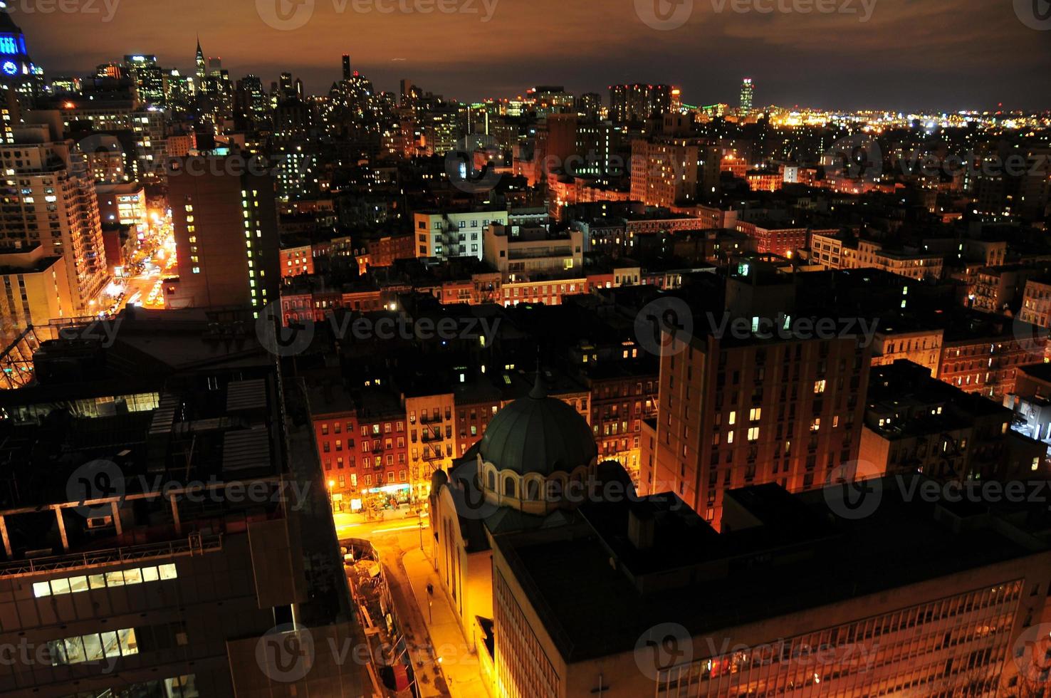 New Yorks East Village Skyline at Night view views of the Ukrainian Orthodox Church photo