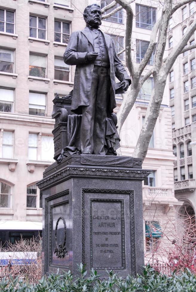 presidente chester una estatua de arthur en madison square park en la ciudad de nueva york foto