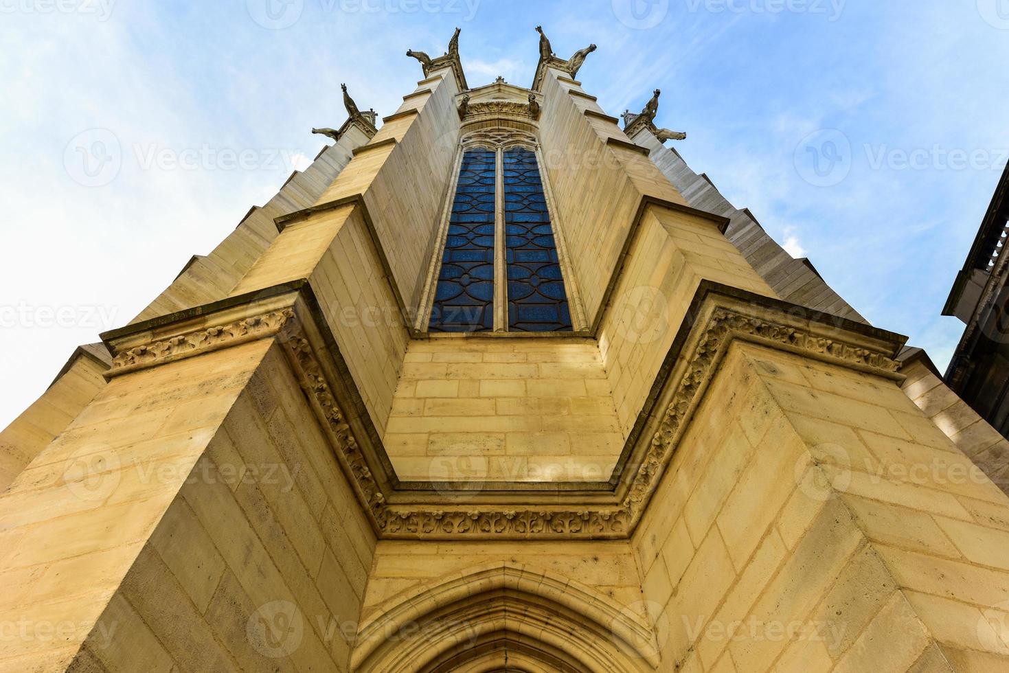 TheSainteChapelle is a royal chapel in theGothicstyle within the medievalPalais de la Cite the residence of the Kings of France until the 14th century on theIle de la CiteinParis France photo