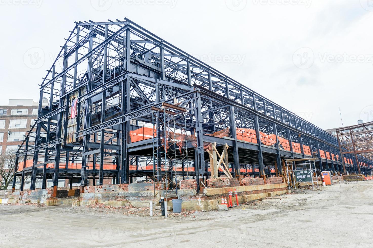 Empty warehouse factory shell under construction. photo