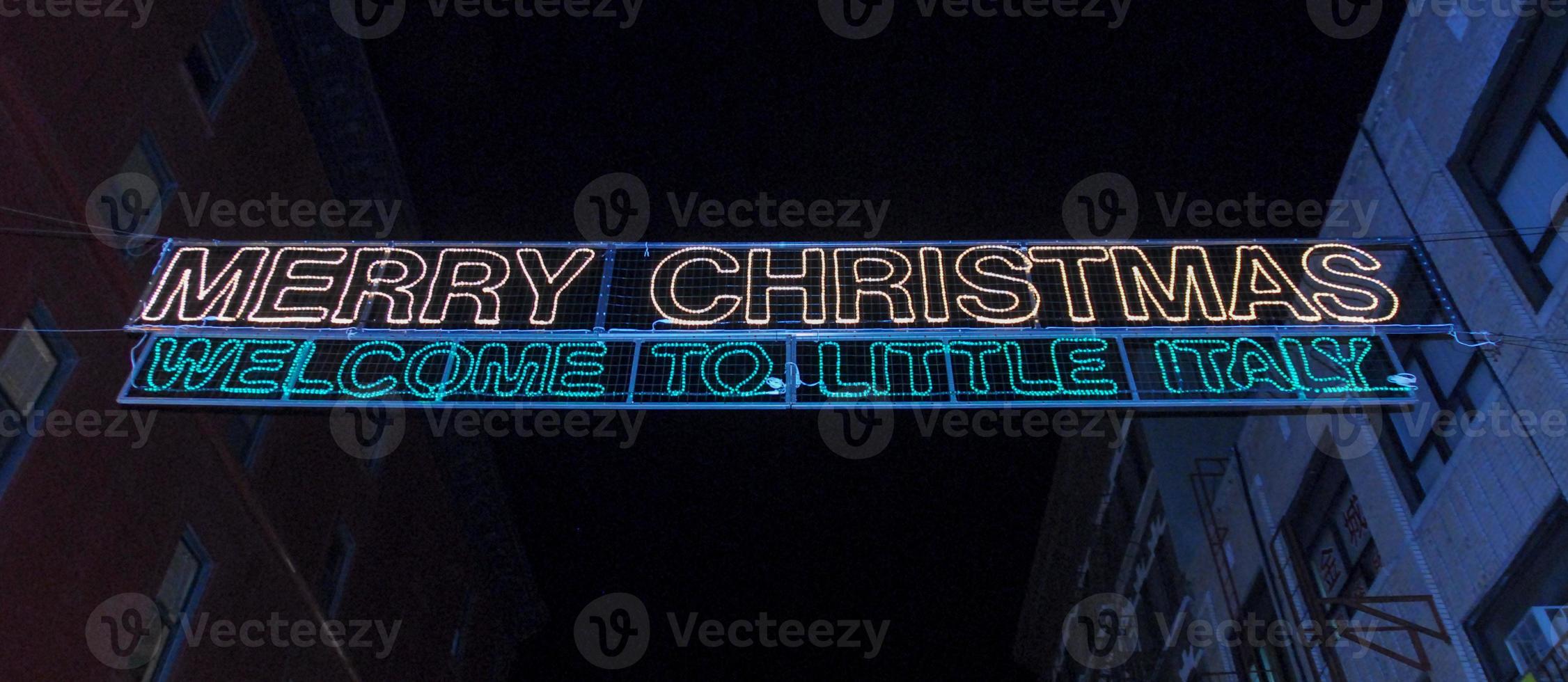 Welcome to Little Italy Sign during the holidays in New York City photo