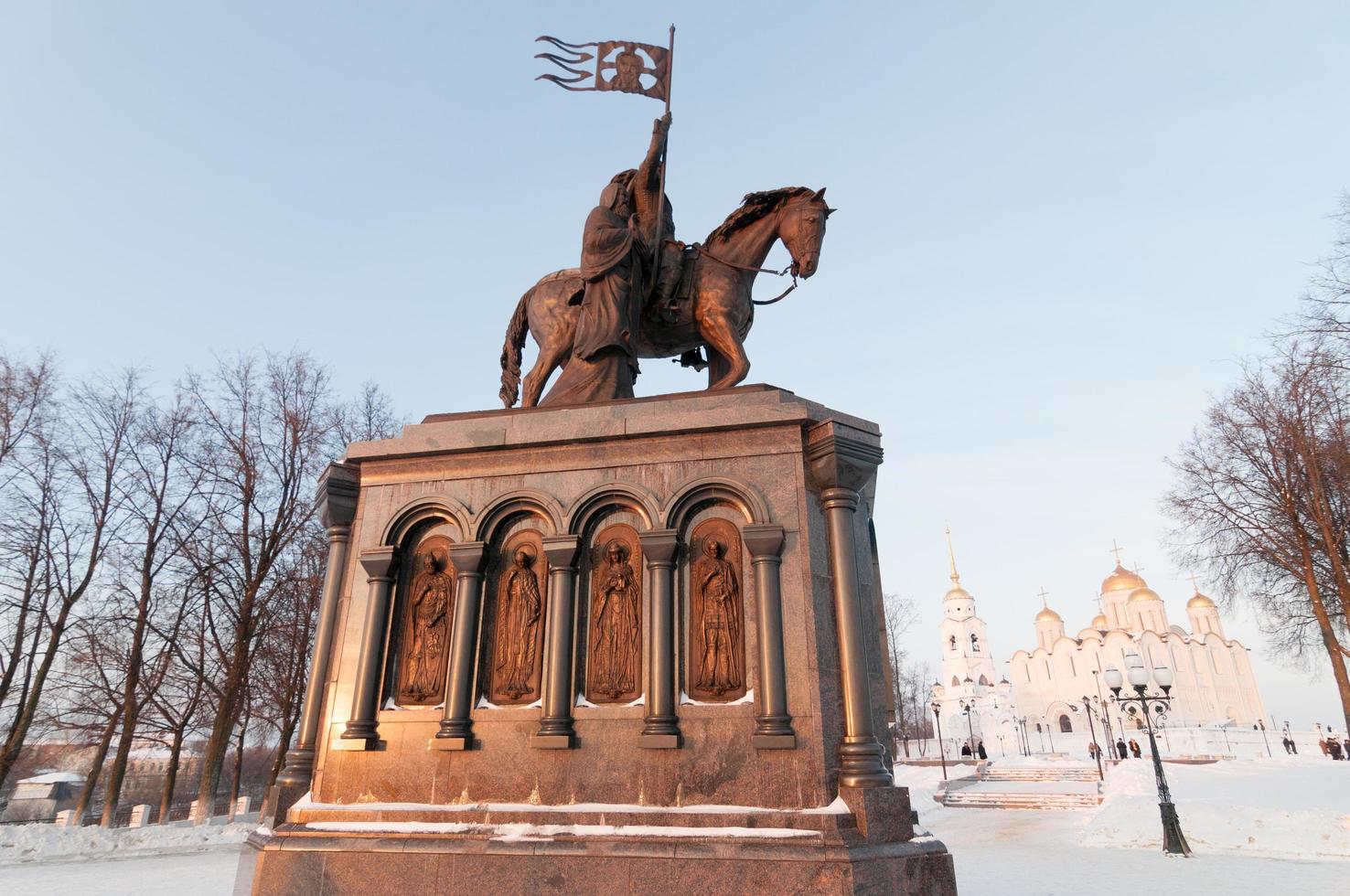 Sculpture of the Baptist of land Prince Vladimir and Sainted Fedor in Vladimir Russia, 2022 photo