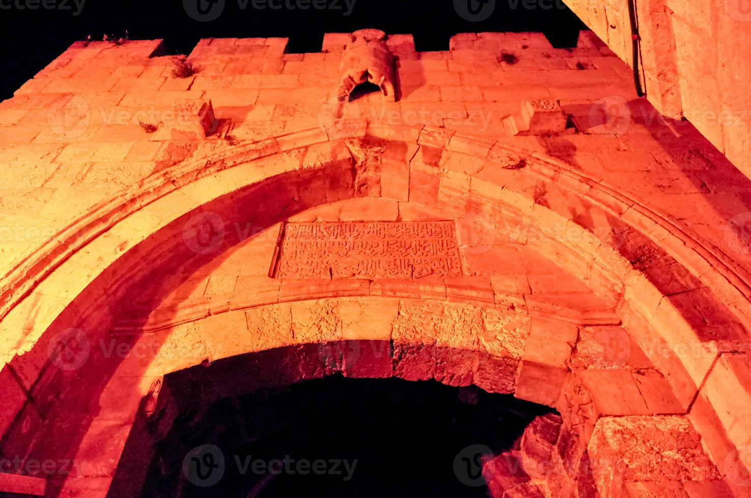 The Jaffa Gate at night It is the main tourist entrance to the medieval Jerusalem Israel photo