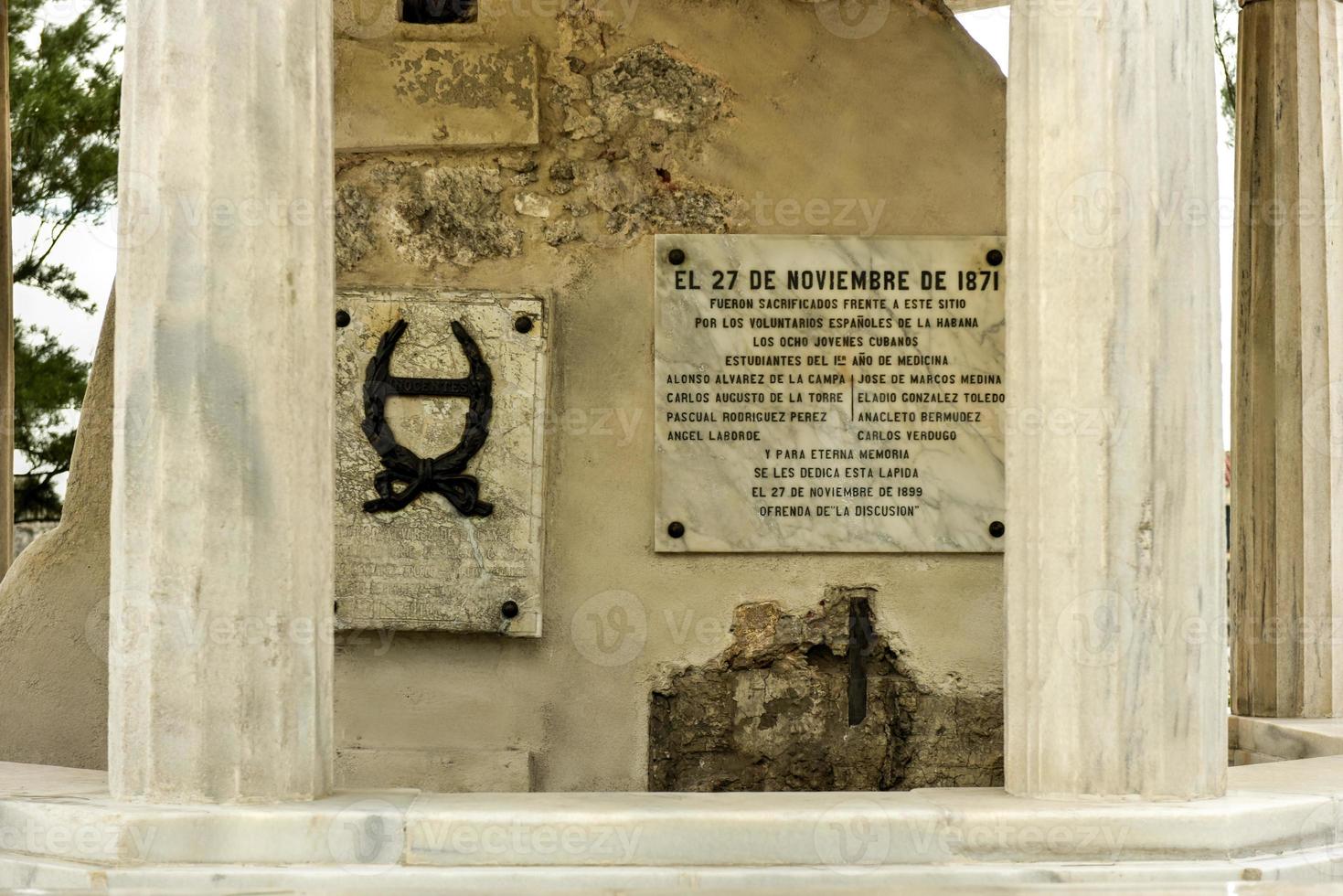 Memorial to the Eight Medical Students who were executed by Spanish authorities in Havana Cuba in 1871 photo
