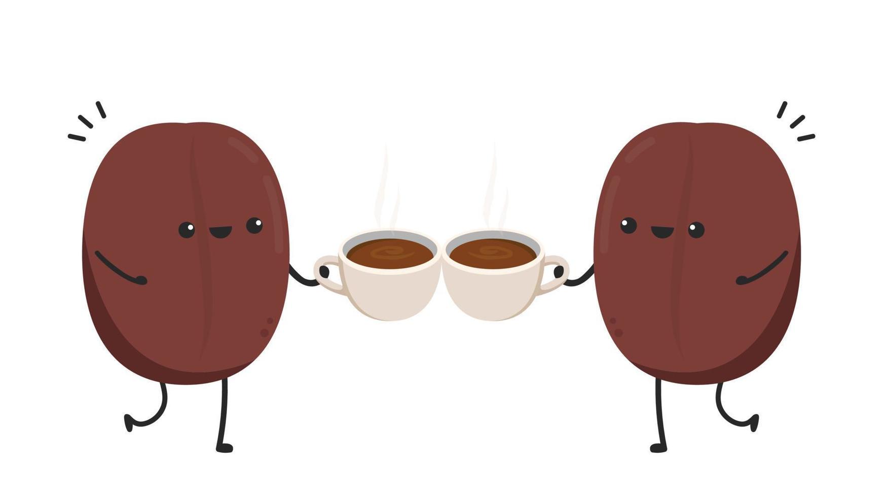 diseño de personajes de granos de café. vector de semilla de café. fondo de pantalla.