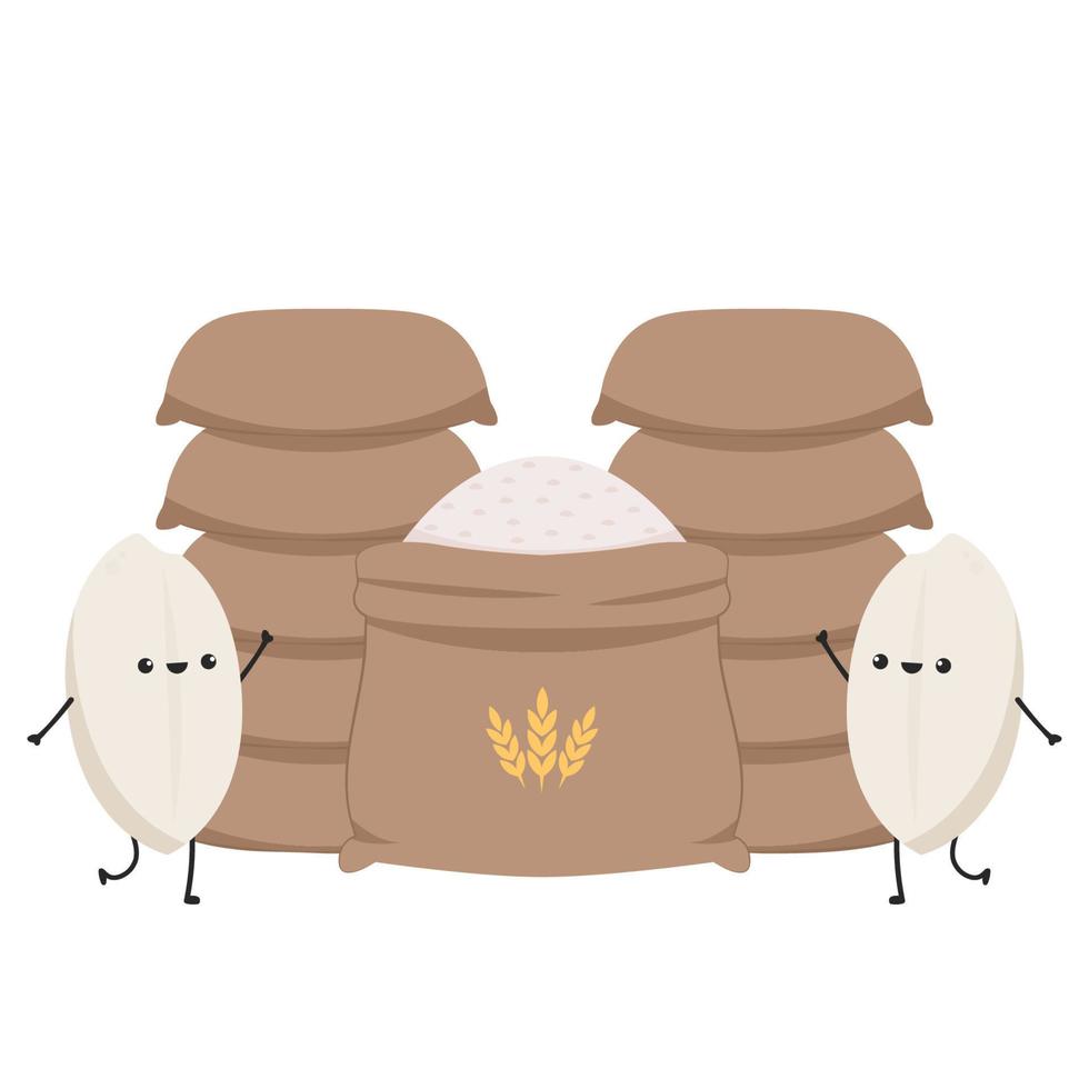 Rice character design. rice vector on white background. rice seed. Wheat vector.