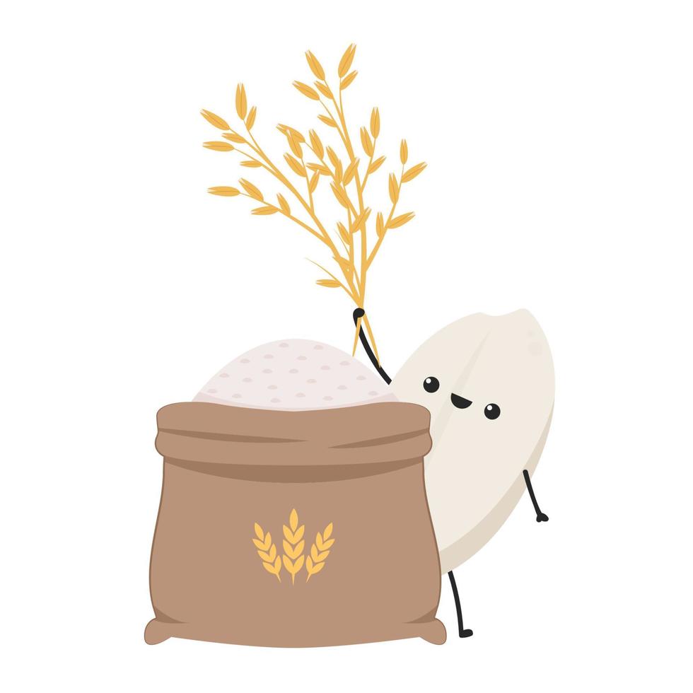 Rice character design. rice vector on white background. rice seed. Wheat vector.