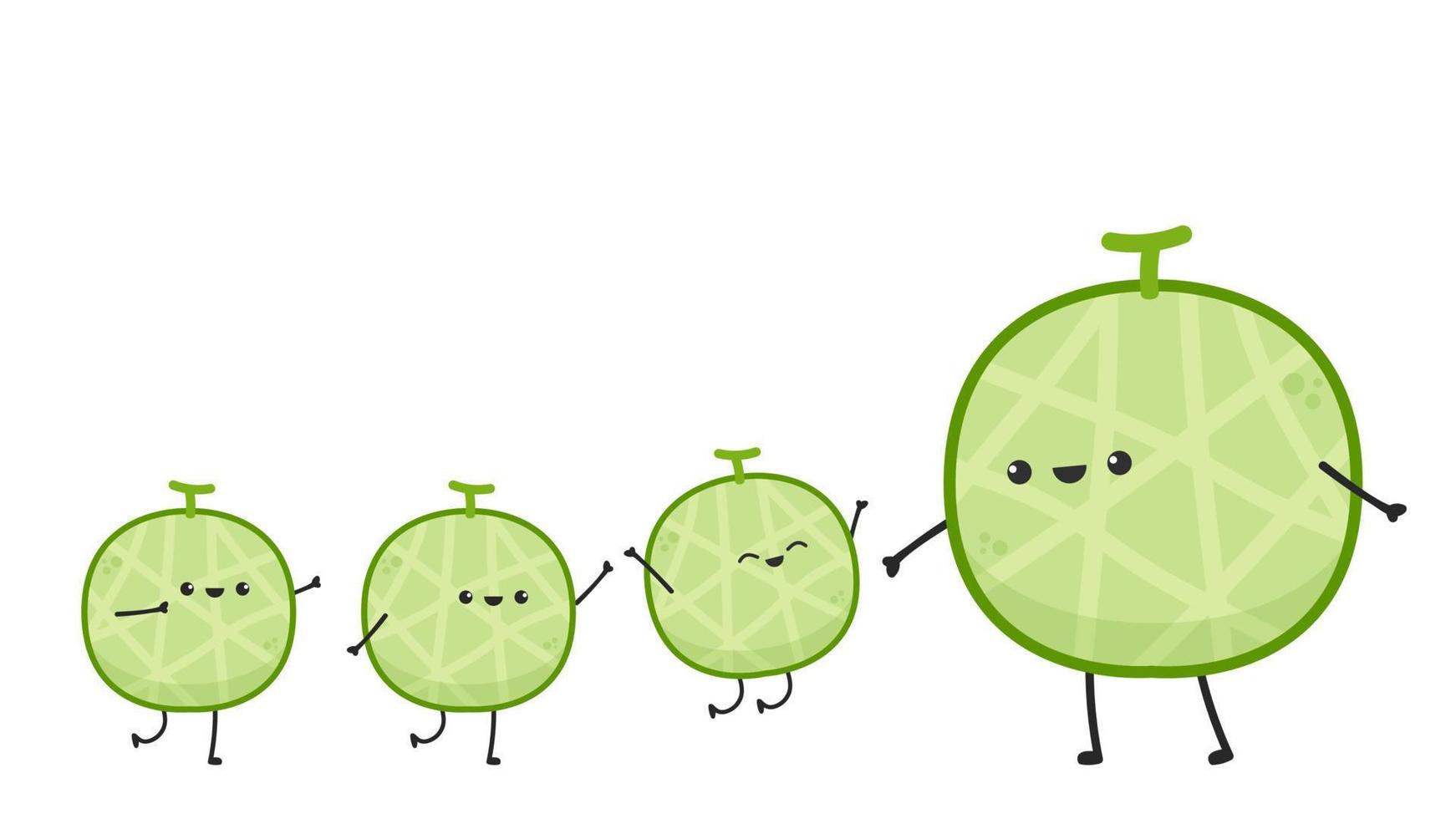 diseño de personajes de melón. melón sobre fondo blanco. fondo de pantalla. símbolo. diseño de logo. vector