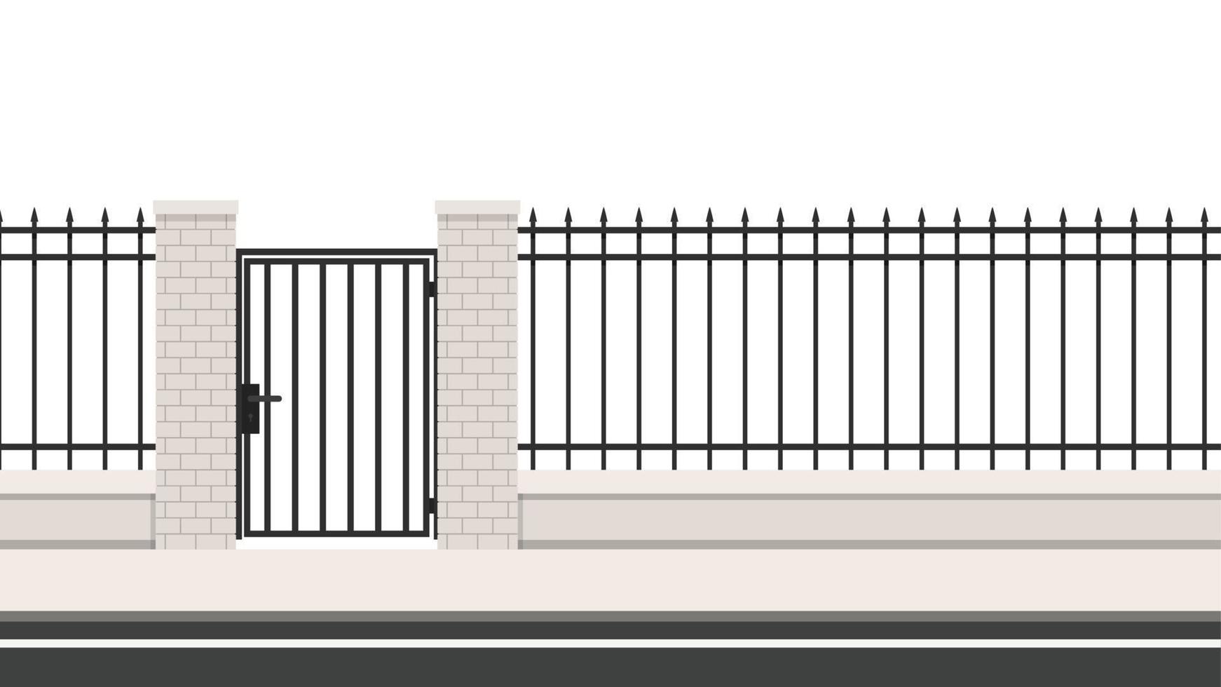 Arch way vector. arch brick door. railing vector. Wall fence wallpaper. vector