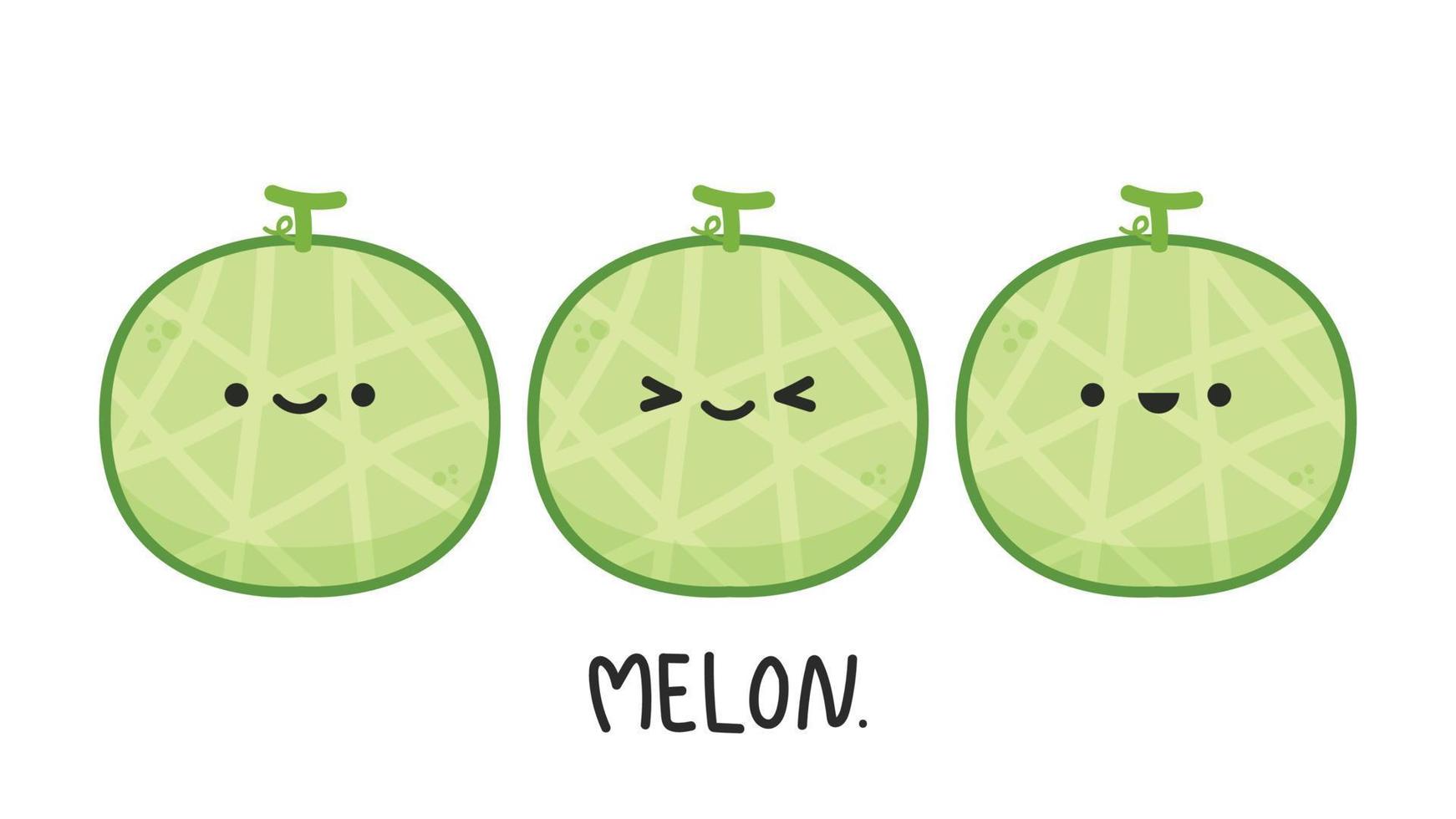 diseño de personajes de melón. melón sobre fondo blanco. dibujos animados de melón. vector