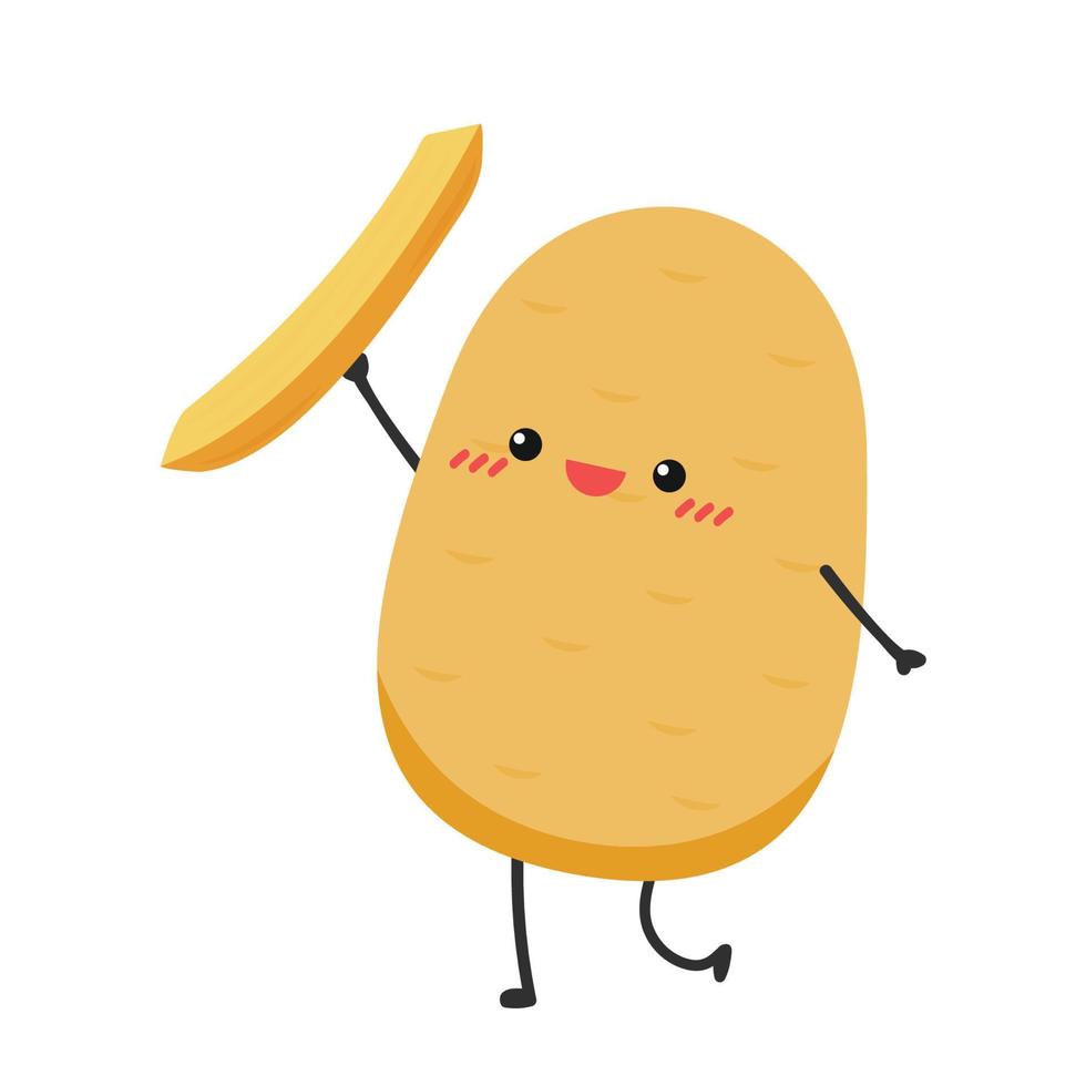 Potato character design. Potato vector. wallpaper. free space for text. Potato on white background. French fries. vector
