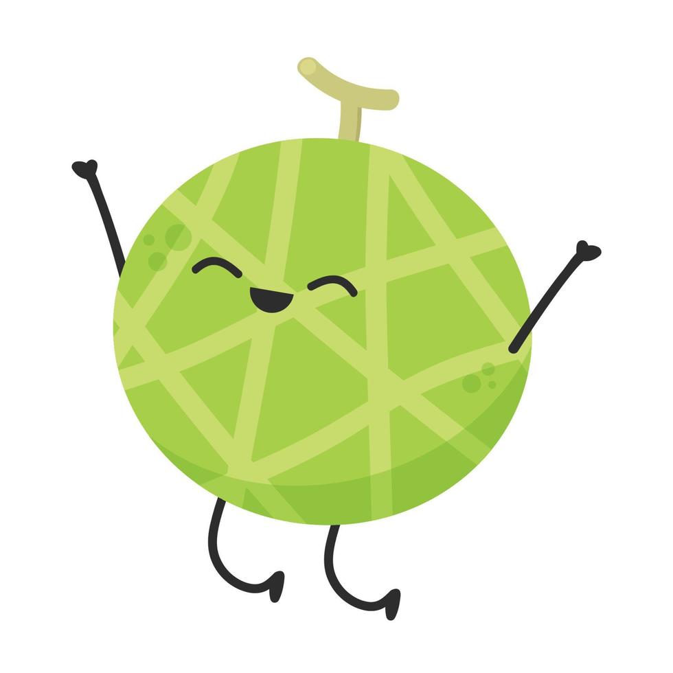 Melon character design. melon on white background. Melon cartoon. vector