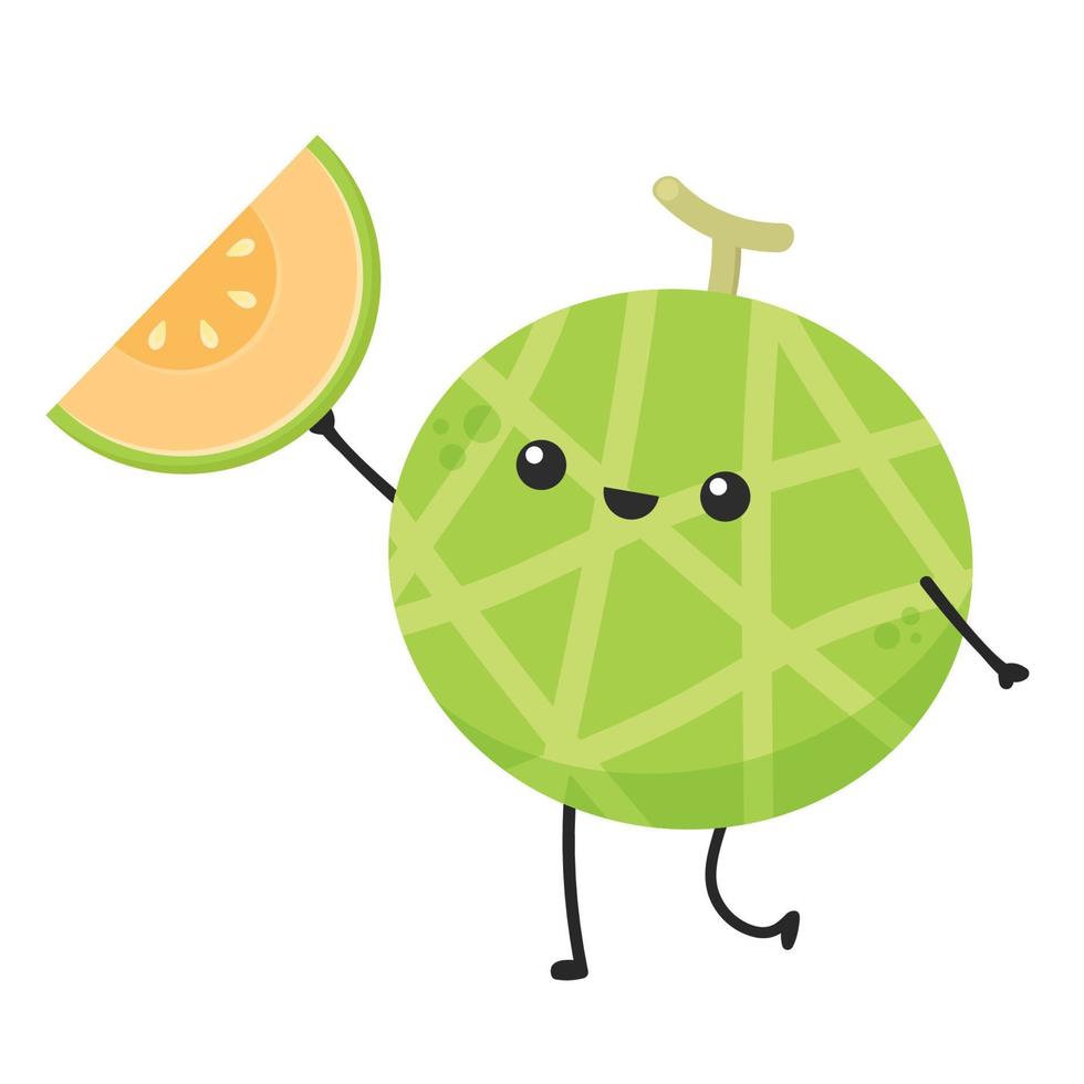 diseño de personajes de melón. melón sobre fondo blanco. dibujos animados de melón. vector