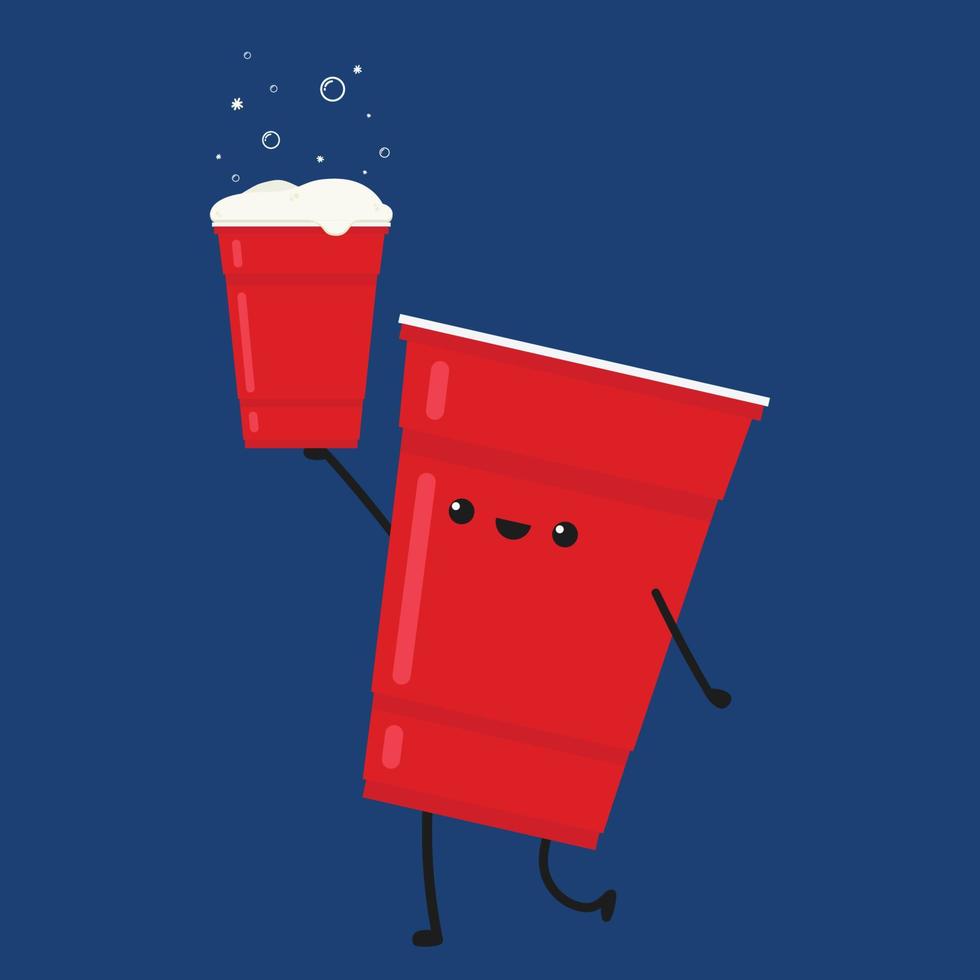 Red plastic party cup, material design. Red beer cup vector. plastic character design. vector
