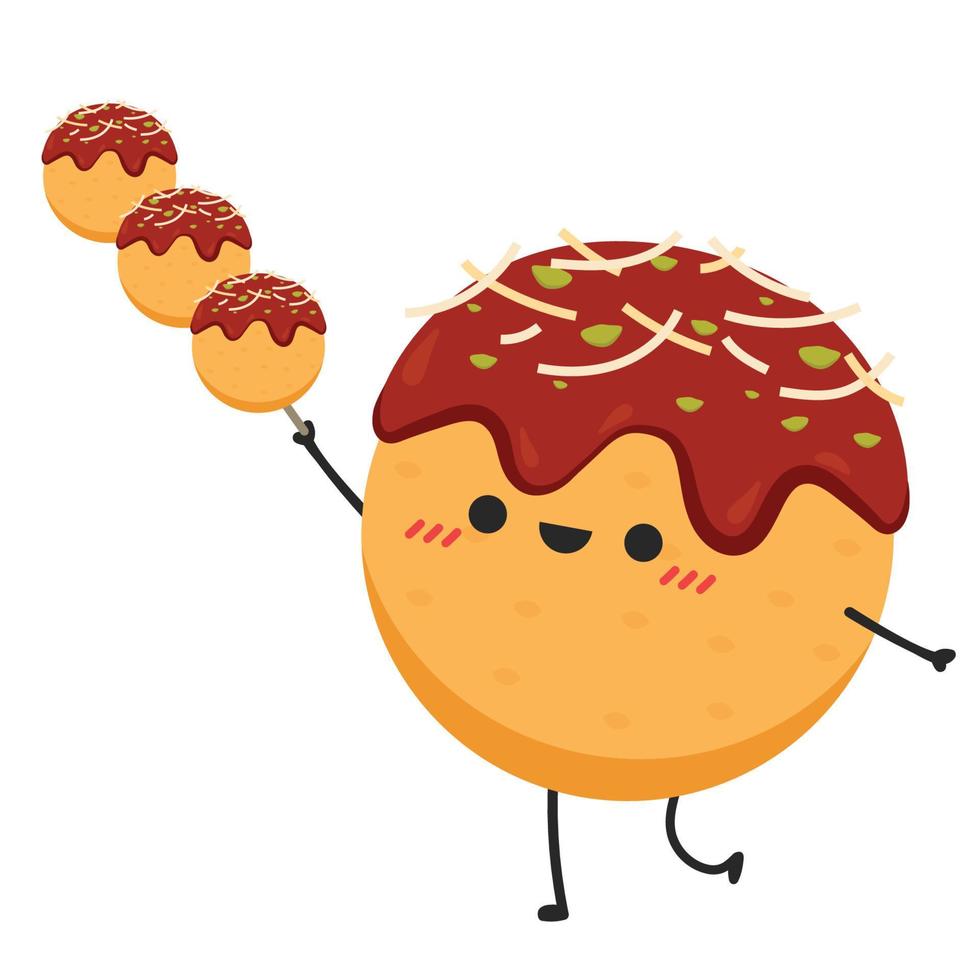 Takoyaki character design. Takoyaki vector. Takoyaki on white background. vector