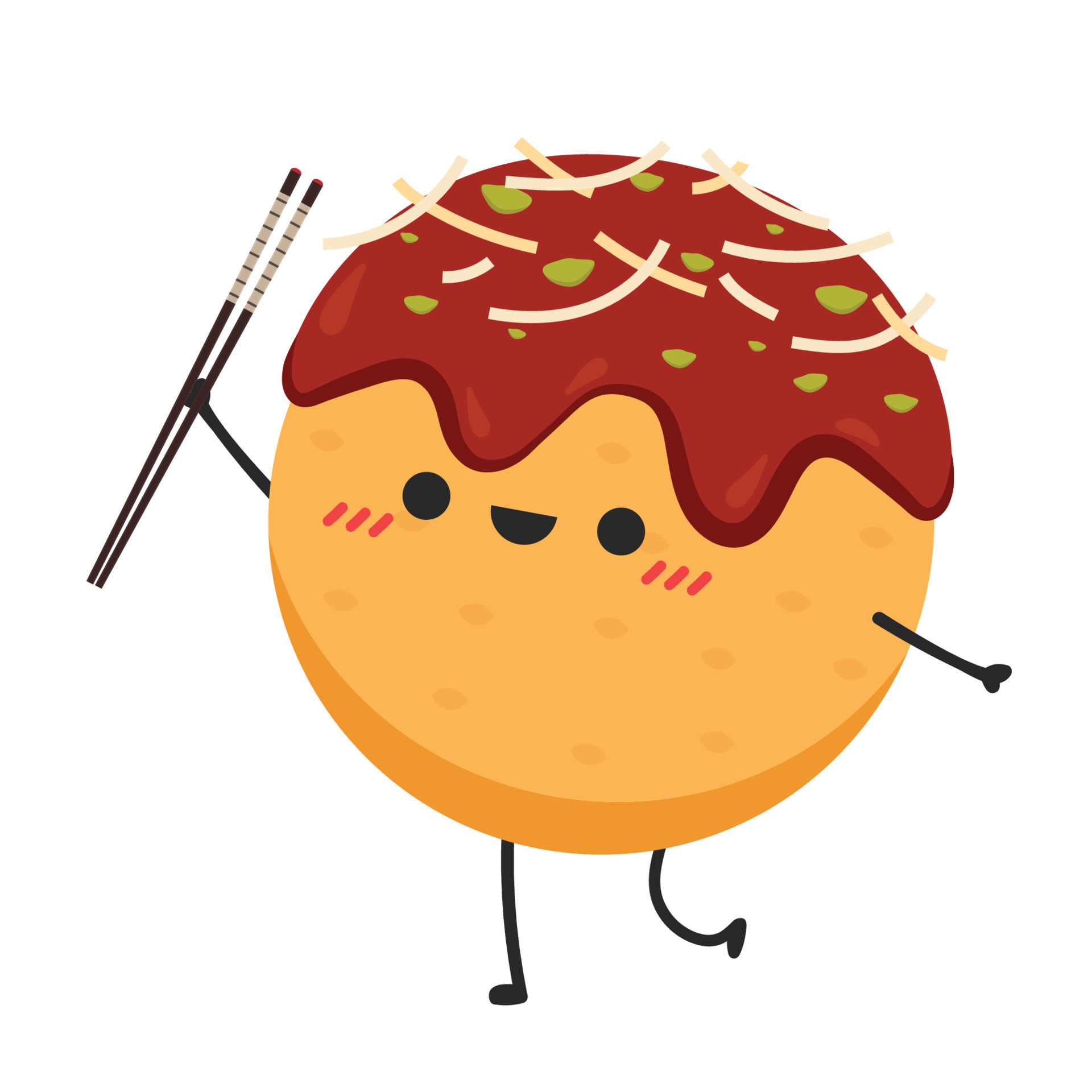 Takoyaki character design. Takoyaki vector. Takoyaki on white