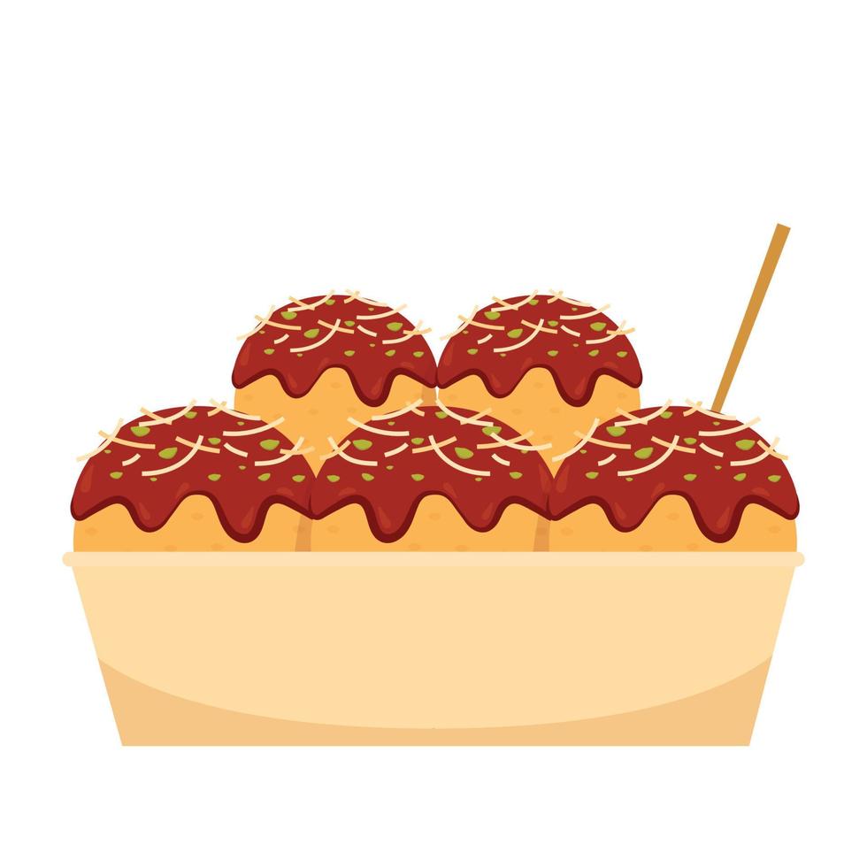 Takoyaki vector. Takoyaki on white background. free space for text. vector