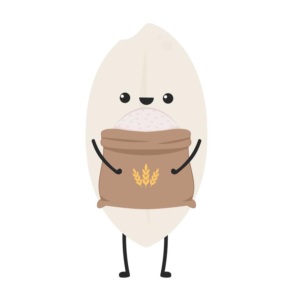 Rice character design. rice vector on white background. rice seed. Wheat vector.