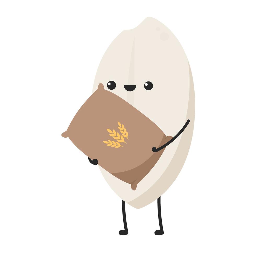 Rice character design. rice vector on white background. rice seed. Wheat vector.