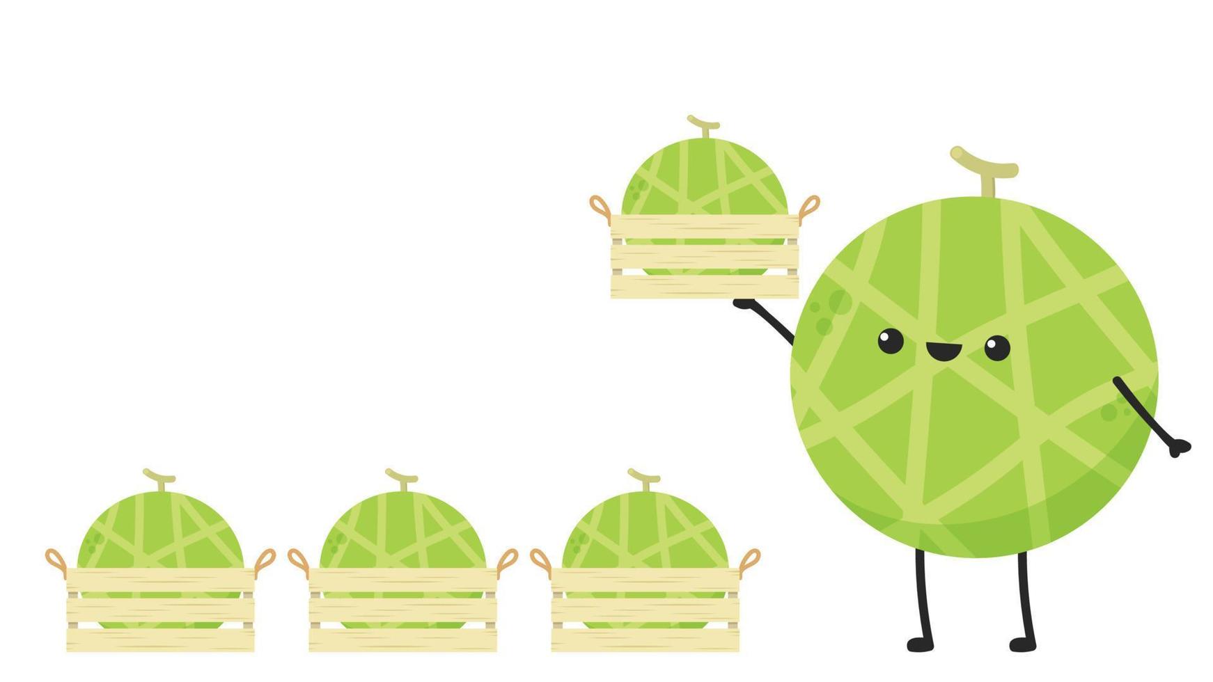 Melon character design. melon on white background. wallpaper. symbol. logo design. vector