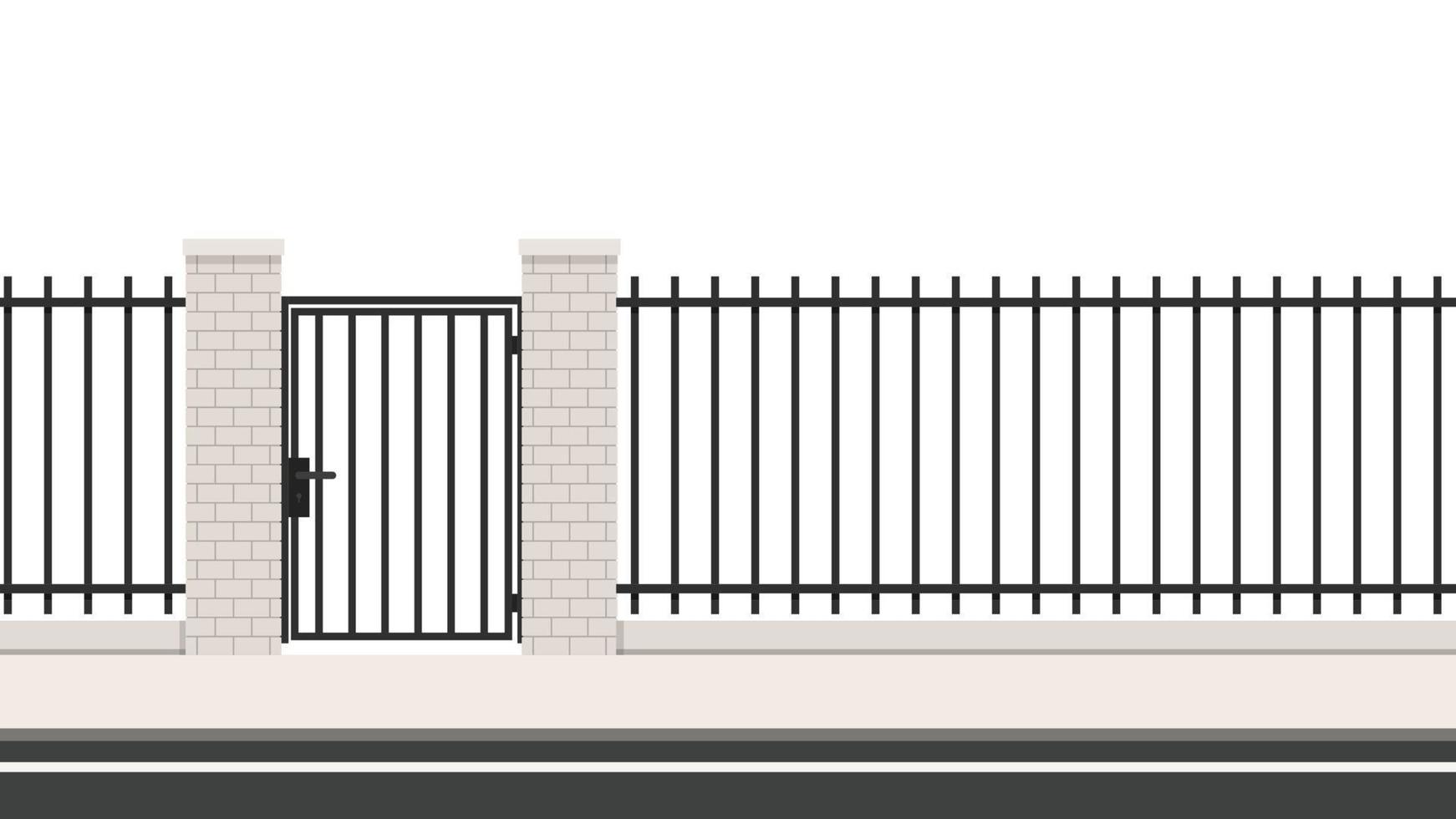 Arch way vector. arch brick door. railing vector. Wall fence wallpaper. vector