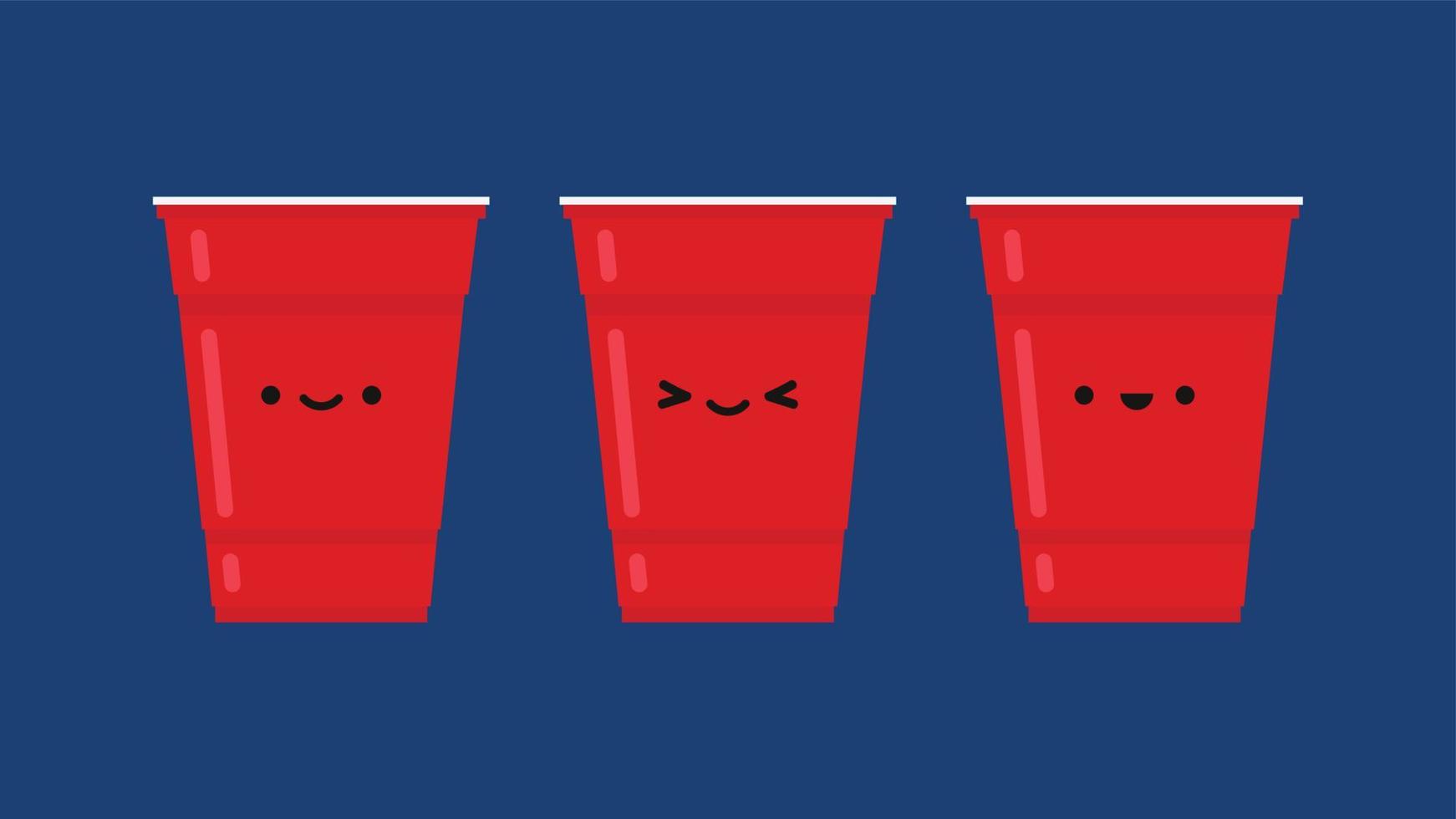 Red plastic party cup, material design. Red beer cup vector. plastic character design. vector