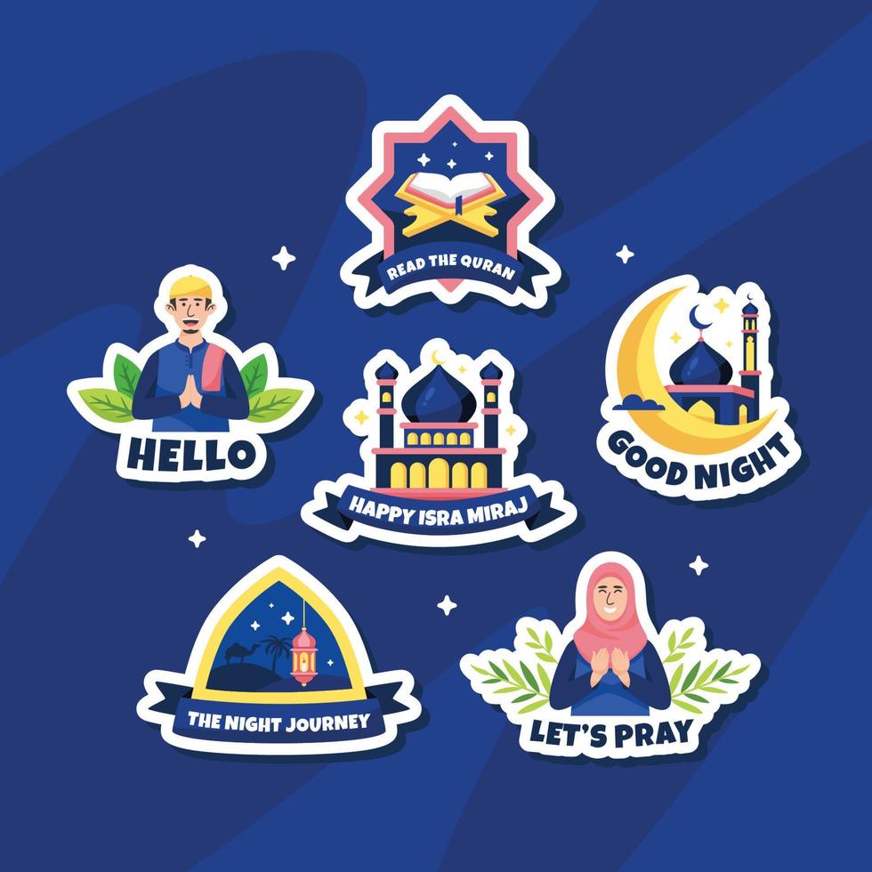 Isra Miraj Chat Sticker Collection vector