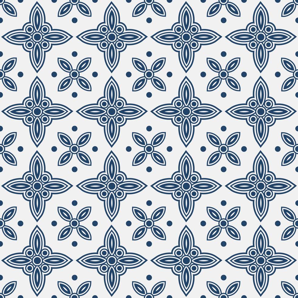 Blue and white delft pattern vector