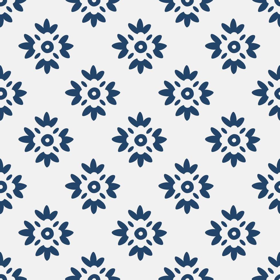 Blue and white vintage delft pattern vector