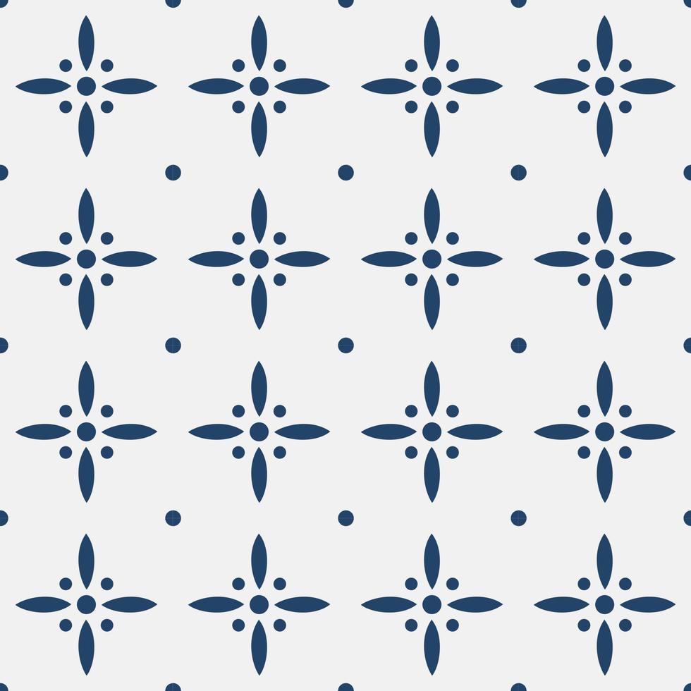 Blue and white vintage delft pattern vector