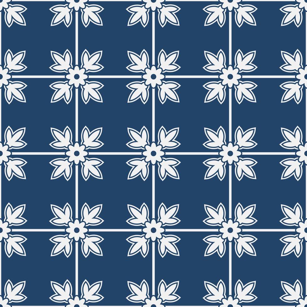Blue and white vintage delft pattern vector