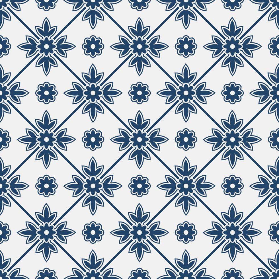 Blue and white delft pattern vector