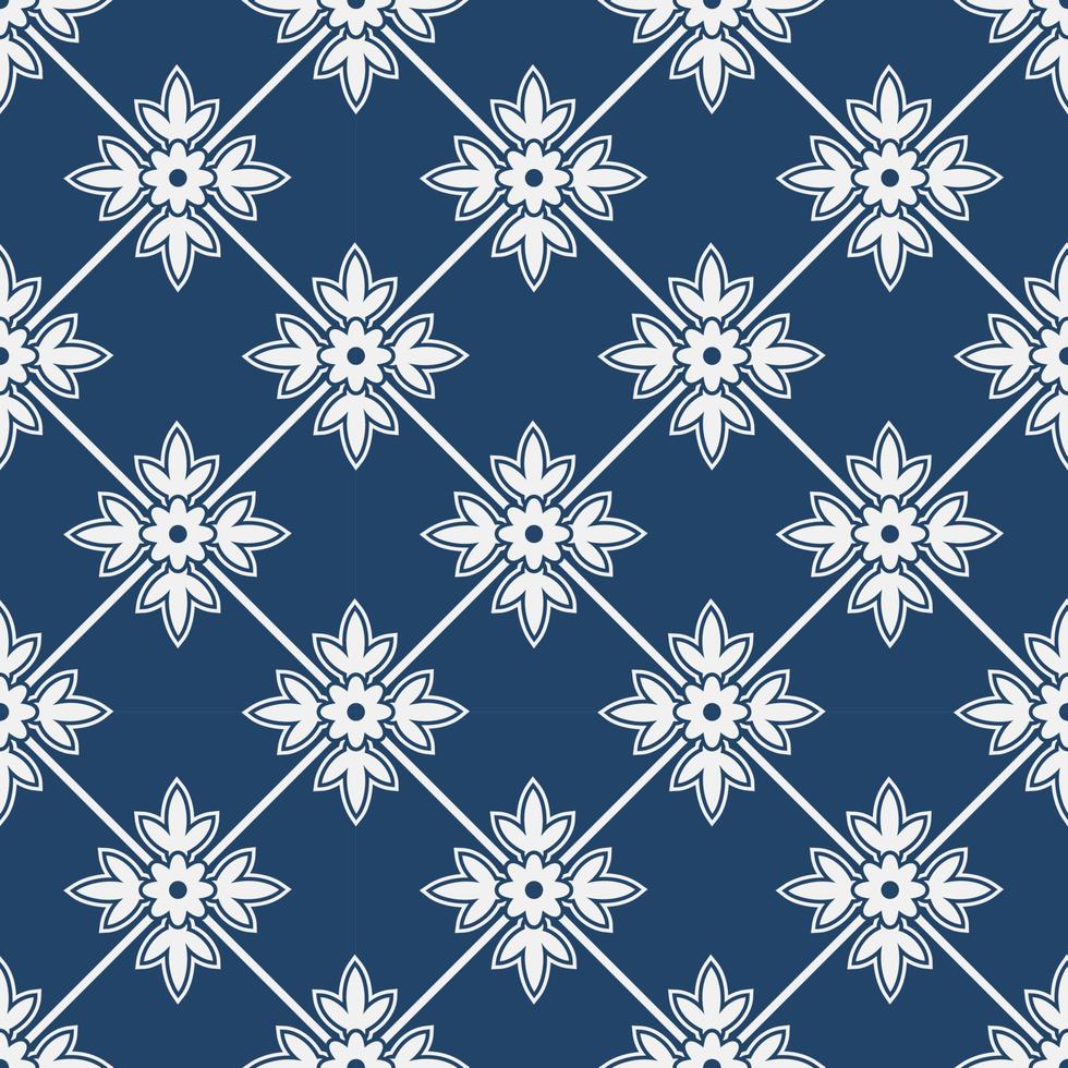 Blue and white delft pattern vector