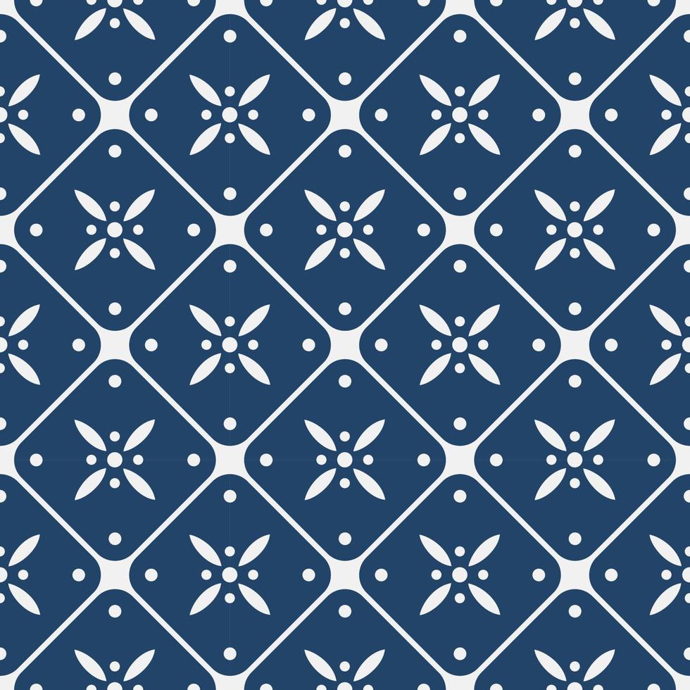 Blue and white delft pattern vector