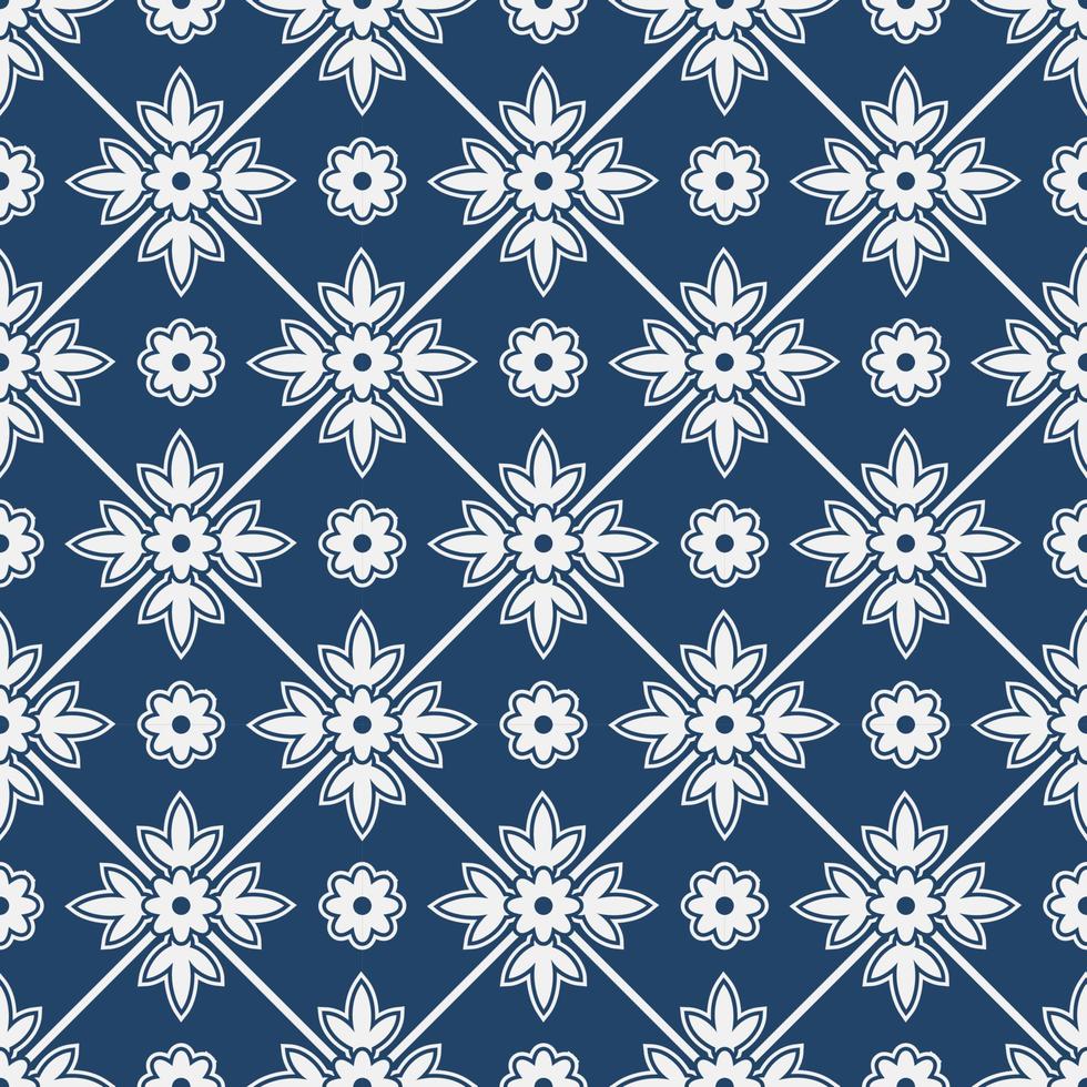 Blue and white delft pattern vector